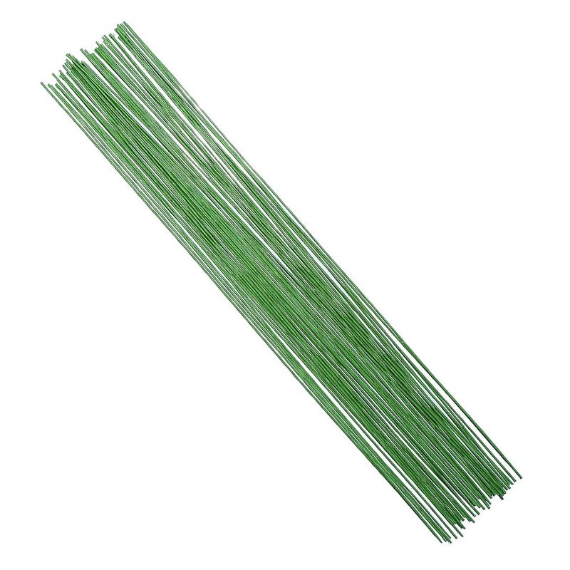 Decora 18 Gauge Green Floral Stem Wire for Artificial Flower Making 16 inch,50/Package - Image 1